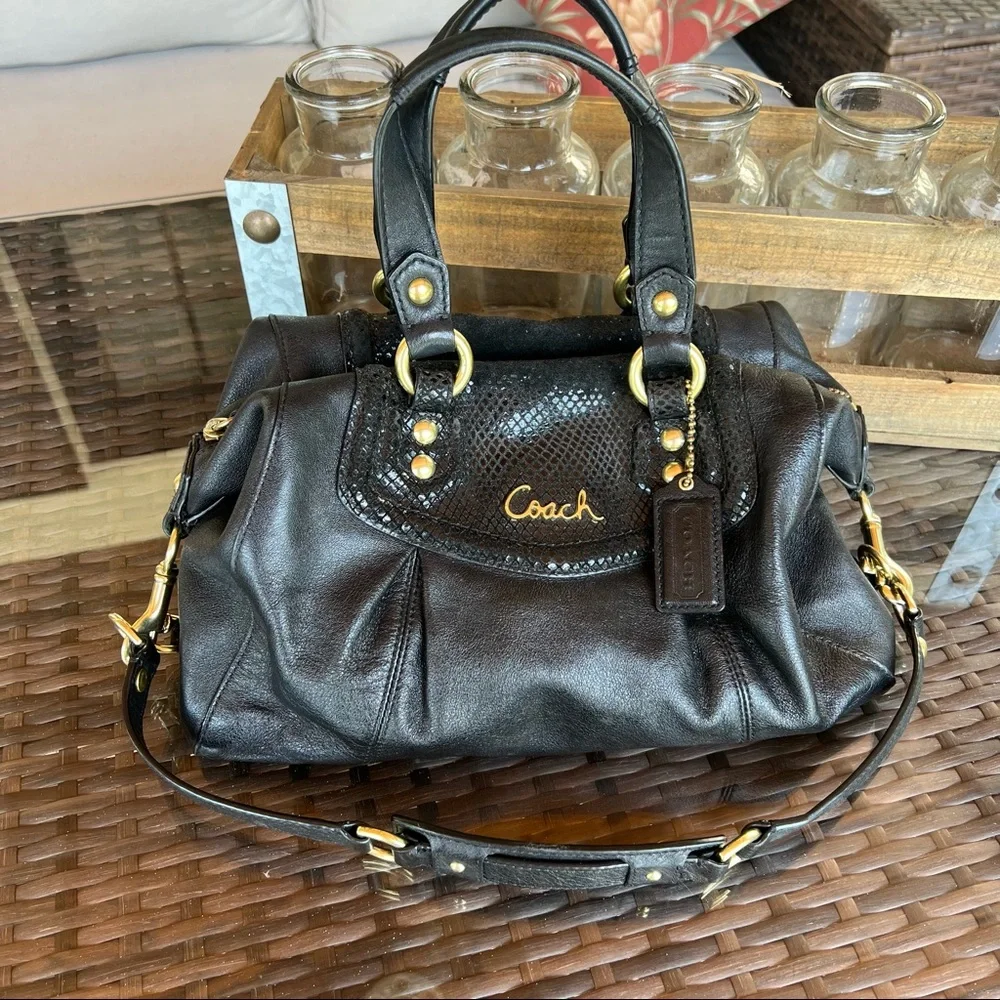 Coach | Bags | Coach Black Ashley Leather Convertible Satchel